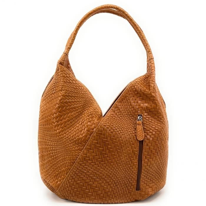 Sac à main OH MY BAG MANDALAY Cuir embossé Marron Camel