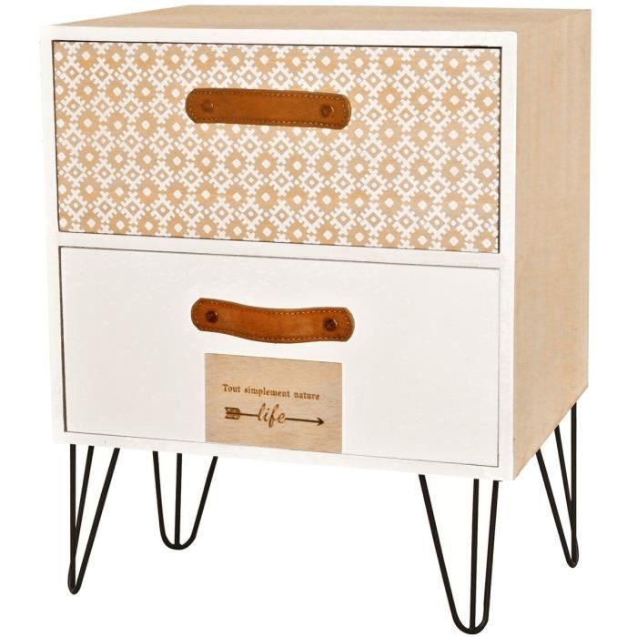 Hortense Table De Chevet Scandinave Blanc Laque Satine L 40 Cm