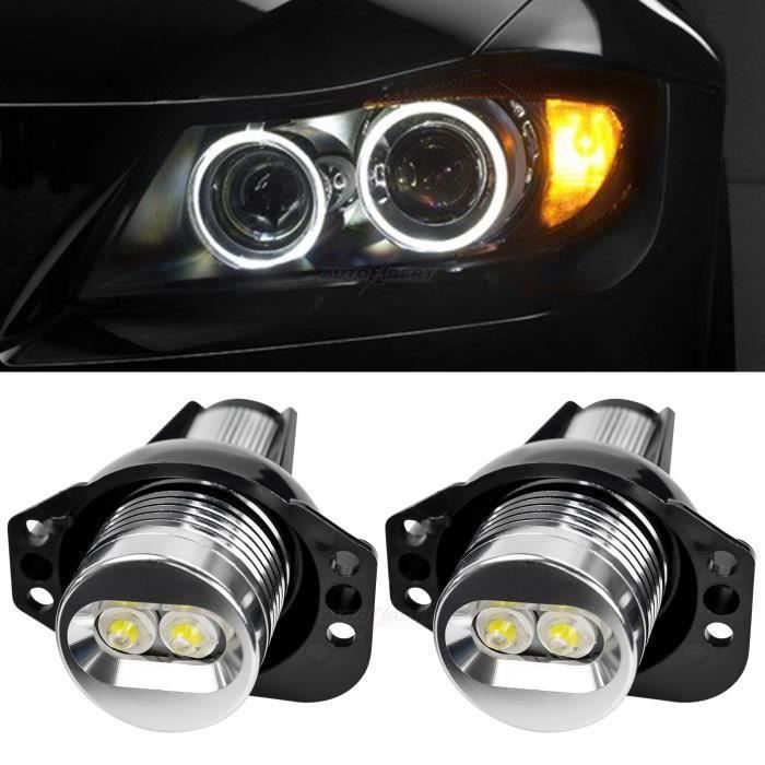 12W LED Remplacement ampoules yeux d'ange halo anneau, Lumière LED Halo Angel Eye Pour BMW Série 3 E90 E91 2005-2008, Blanc, 2PCS