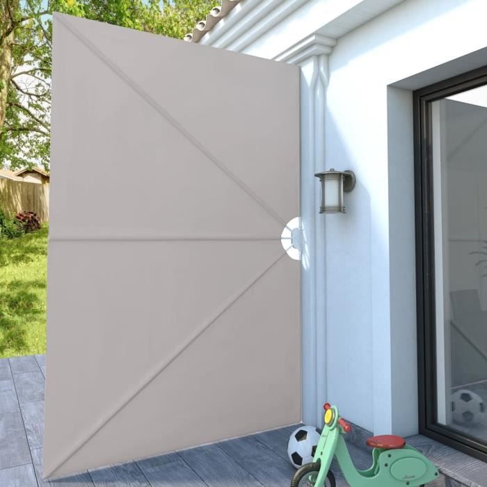 Auvent Latéral Pliable Pour Terrasse/balcon - Dimensions 240x160 Cm, Polyester Résistant, Cadre Acier, Couleur Gris