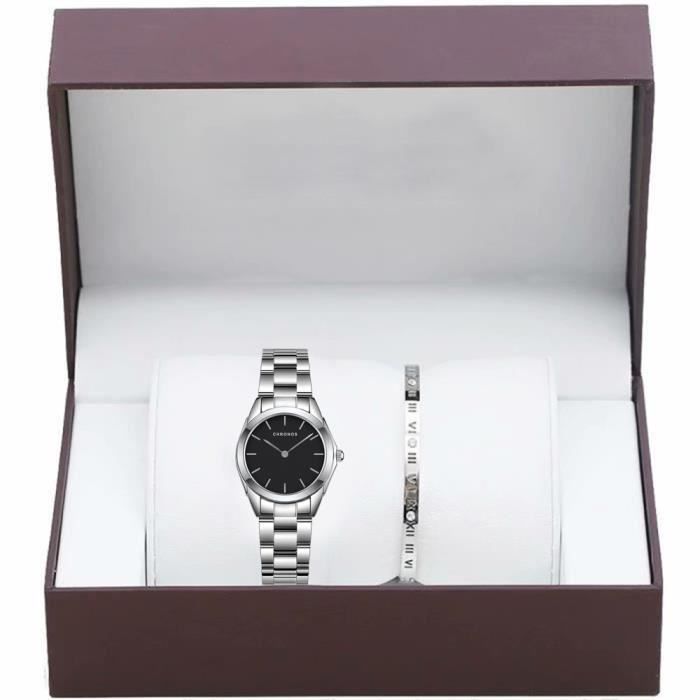 Montre femme best sale argent cadran noir