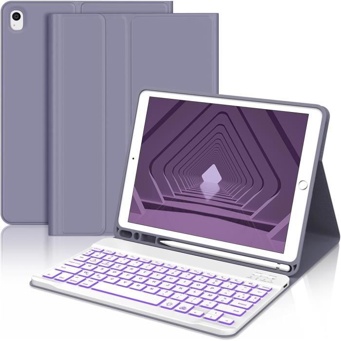 Clavier Pour Ipad 9Eme Generation, Azerty Français Clavier Housse Pour Ipad 10.2 9-8-7