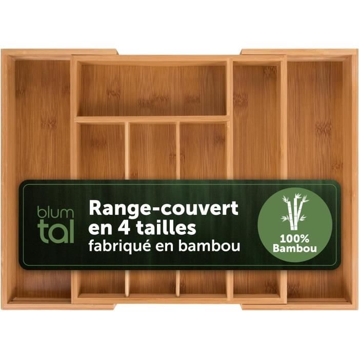 Grand Range Couverts Extensible en bois bambou - de 43 cm à 58 cm