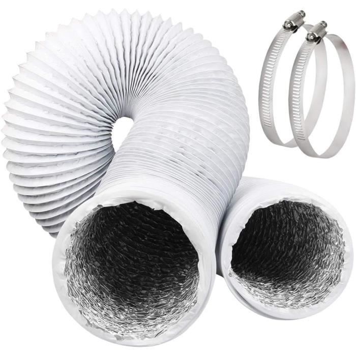 Tuyau D'Évacuation 3 M X 100 Mm - Pour Sèche-Linge, Climatiseur, Hotte - Aluminium + PVC - Avec 2 Colliers