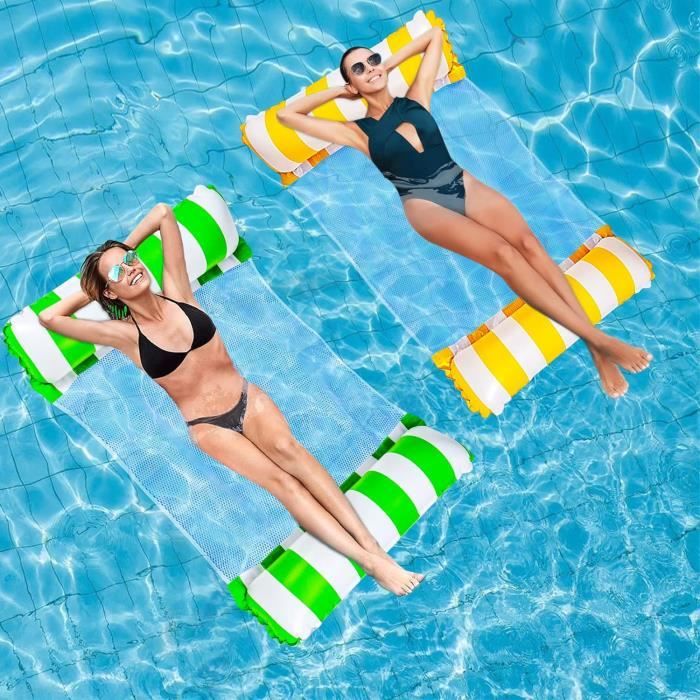 Matelas Gonflable Piscine 2 Pièces, Hamac Pour Piscine 4 En 1 Flottant De Inclinable Flotteur Hamac Bouees Et Matelas Gonflables Hamac Deau Jouets De Piscine Pour Plage Partie Vacance 89450415