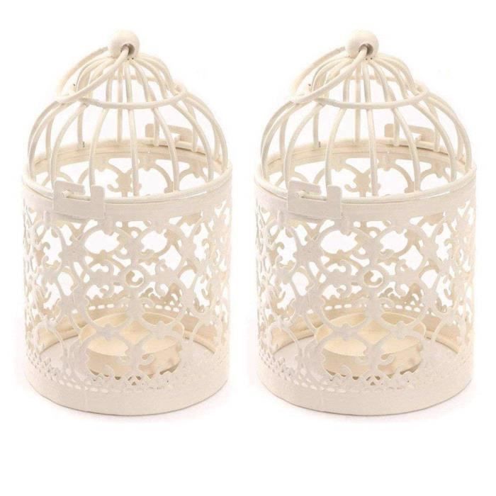 emorias 1 PCS Bougeoir rétro Forme de Cage de oiseaux métal élégant bureau décoration créatif photophore Romantica lanterne 22*14CM beige 