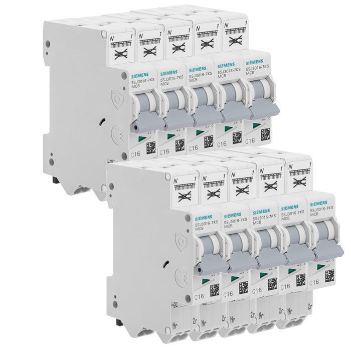 Disjoncteur SIEMENS Lot de 5 disjoncteurs Auto P+N Courbe C Intérieur - vue 2