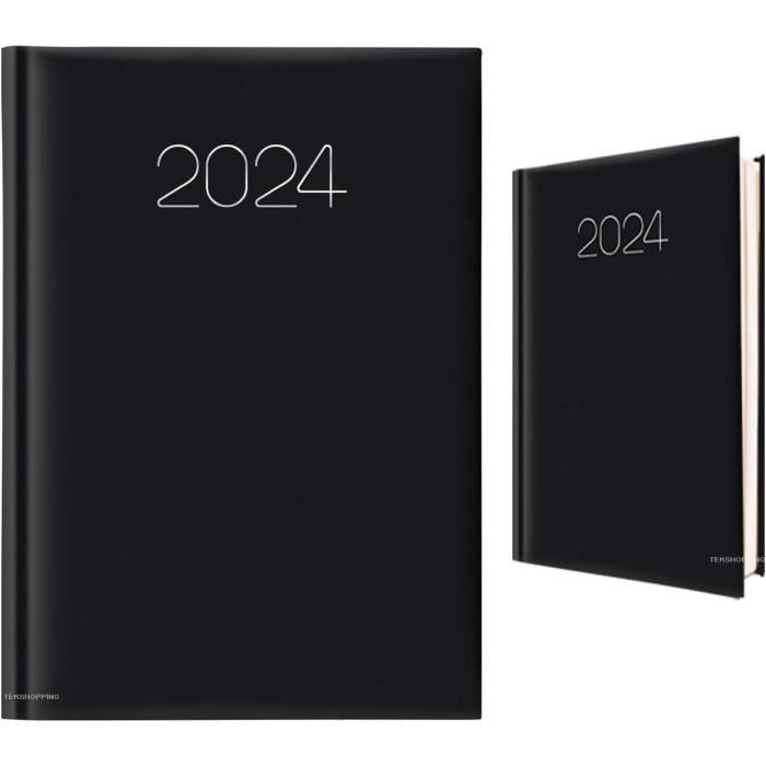 Agenda journalier 2024 sur 12 mois - Format A5 - Un jour par page - Agenda  quotidien 2024 - Couverture rigide - Avec stylo, autocollants et poche  intérieure - 14,5 x 21,5 cm (Noir) : : Fournitures de bureau