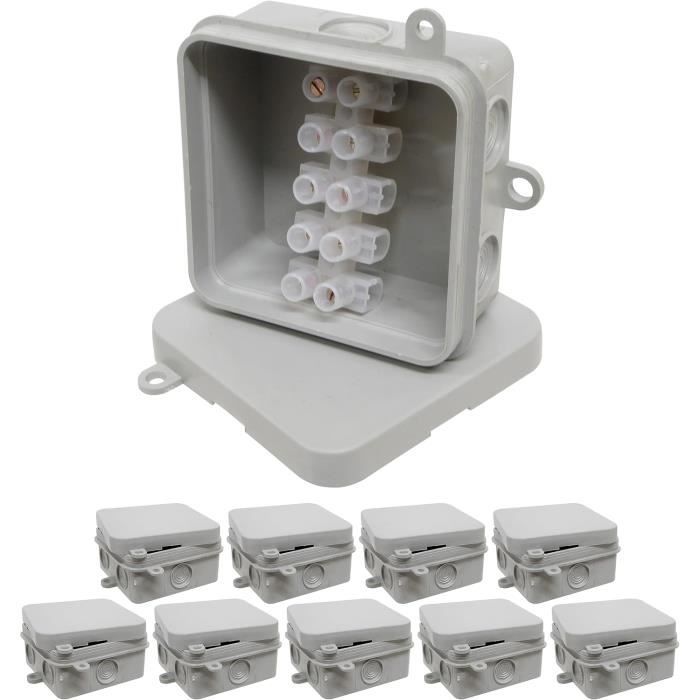 Lot De 10 Boîtes De Jonction étanches IP44 65 X 65 X 30 Mm