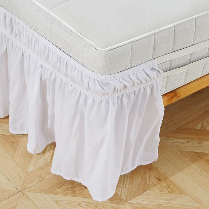 Jupe De Lit Pour Berceau/bébé - 4 Côtés Plissés Volants Blancs - Dimensions 60x120x36 Cm - Microfibre Douce