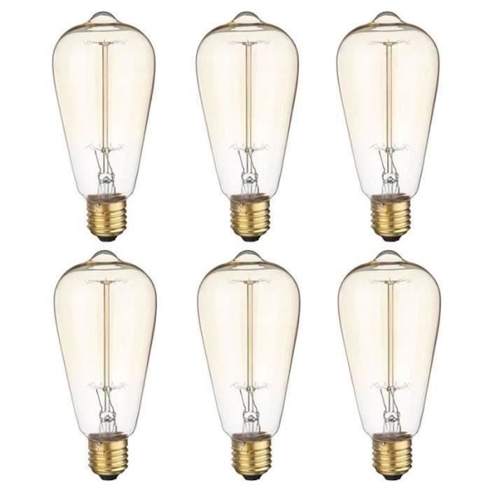 ampoules vintage à incandescence E27 8 W Lot de 6 ampoules Edison vintage E27 LED blanc chaud ampoule rétro idéale pour éclairage nostalgique et rétro