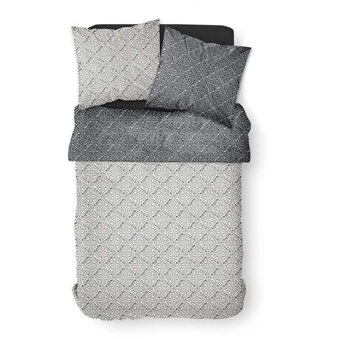 Parure de Lit - TODAY - Sunshine - 2 personnes - 240 x 260 cm - Noir & Blanc à Motif