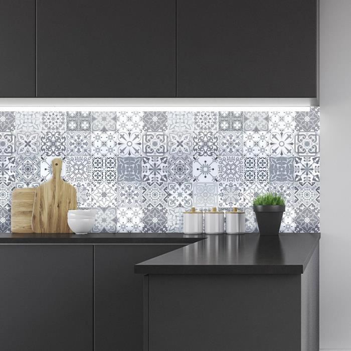 Sticker Mural Carrelage adhésif Cuisine Salle de Bain - 24 STICKERS CARREAUX DE CIMENT AZULEJOS CALANTHA - 24stickers15x15cm