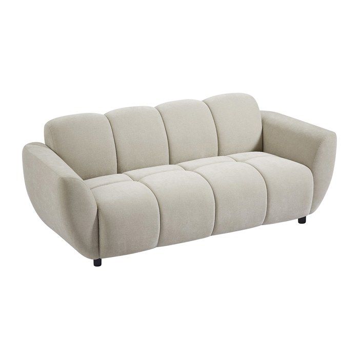 Canapé 3 places en tissu beige effet matelassé JULORI