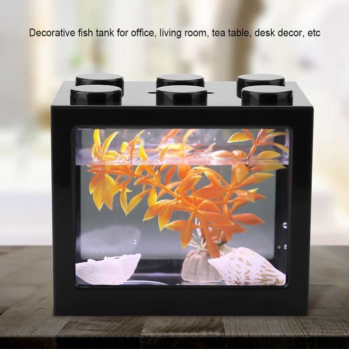 Meilleurs prix pour NEUF Aquarium complet avec pompe, filtre et éclairage LED, environ 12 * 8 * 10.5cm (noir) BIB