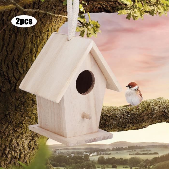 Nichoir à Oiseaux En Bois Suspendu – Maison Rustique Jardin, Terrasse, Patio Pour Moineaux Pinsons