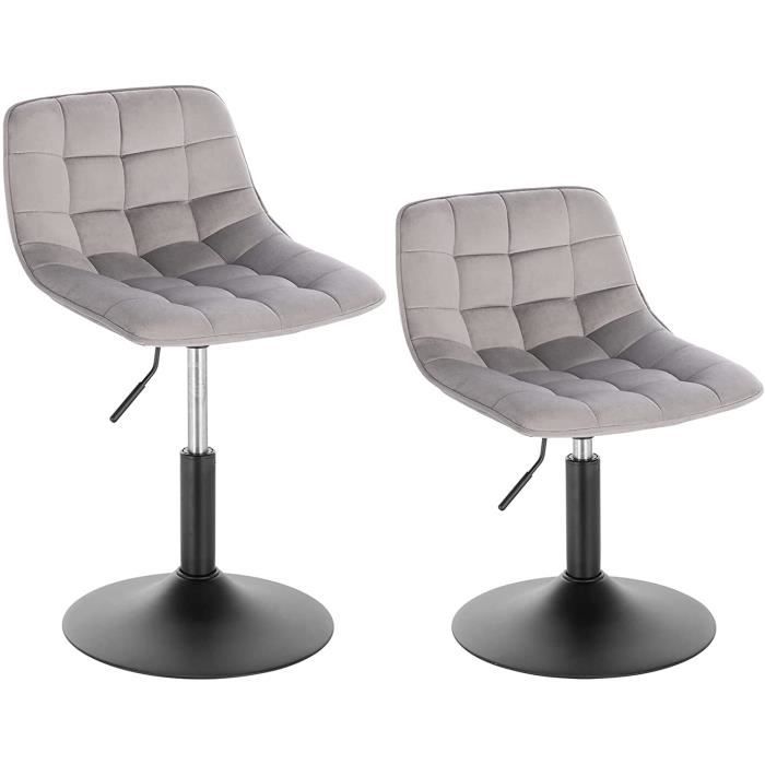 WOLTU Lot de 2 Tabouret de Bar Siège en Velours Chaise de Bar avec Dossier Tabouret Rotatif Moderne Hauteur Réglable Gris Clair WOLTU Lot de 2 Tabouret de Bar Siège en Velours Chaise de Bar avec Dossier Tabouret Rotatif Moderne Hauteur Réglable Gris Clair