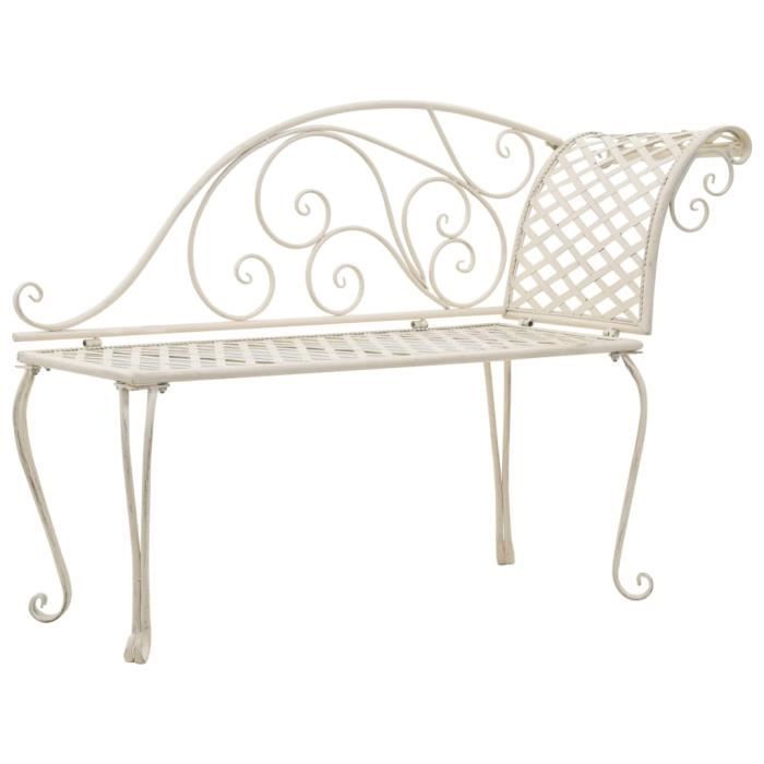 yaj-chaise longue de jardin 128 cm métal antique blanc-yaj45431