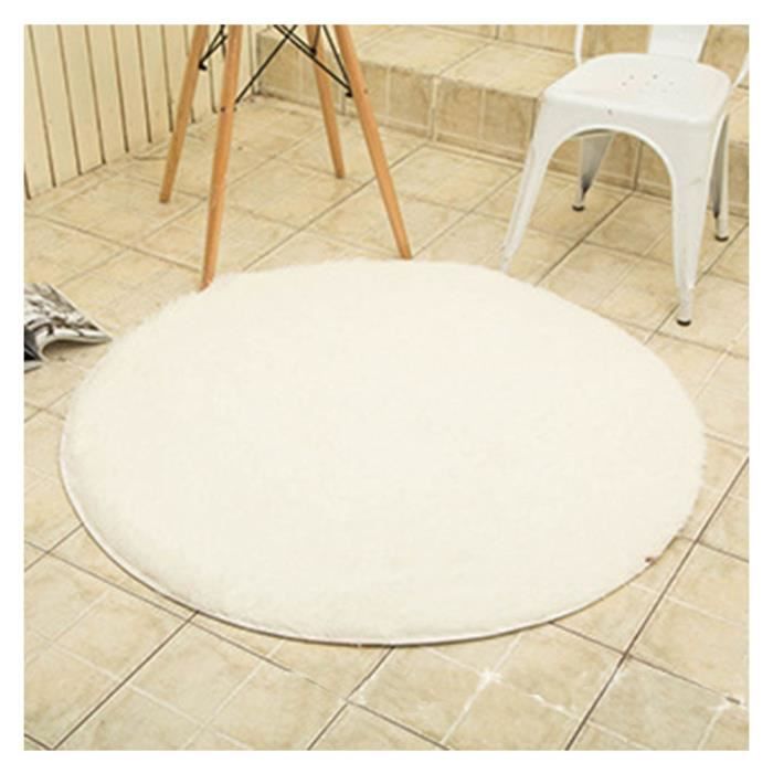 Tapis Rond En Fausse Fourrure 150 Cm - Noir, Ultra Doux Et Lavable - Pour Chambre Et Salon