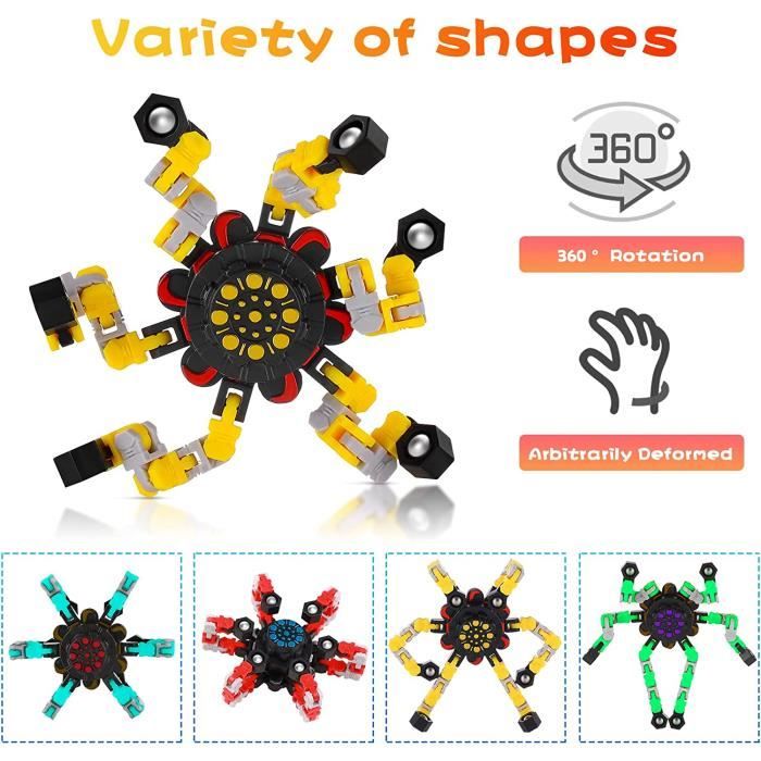 Spinner Jouet Toupie Focus Jouet avec Chaîne Transformable Mécanique Spirale. Spinner Soulagement du Stress Jouet pour Adultes et Enfants. (s4364