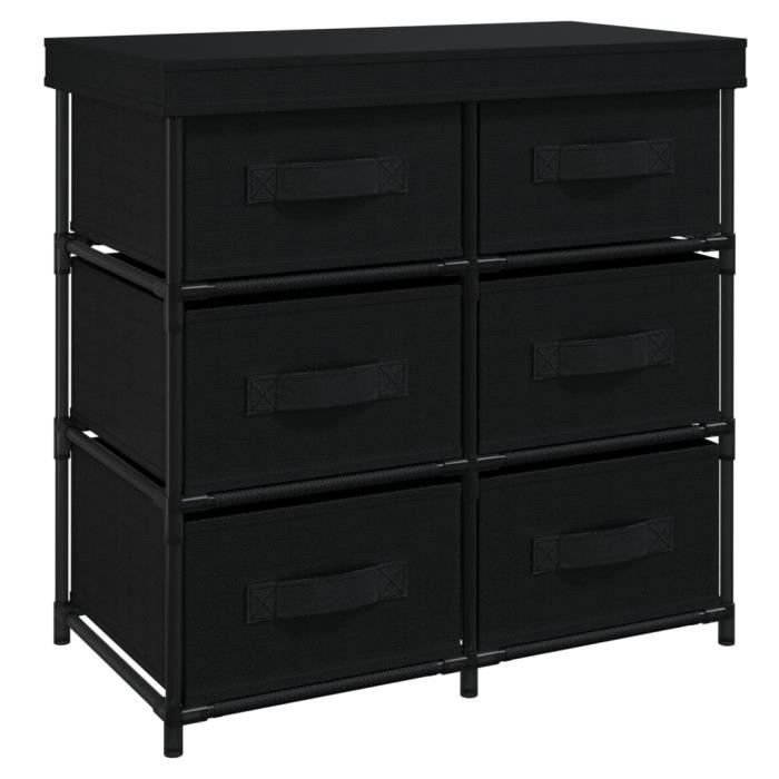 Zerodis Armoire de rangement avec 6 tiroirs 55x29x55 cm Noir Acier