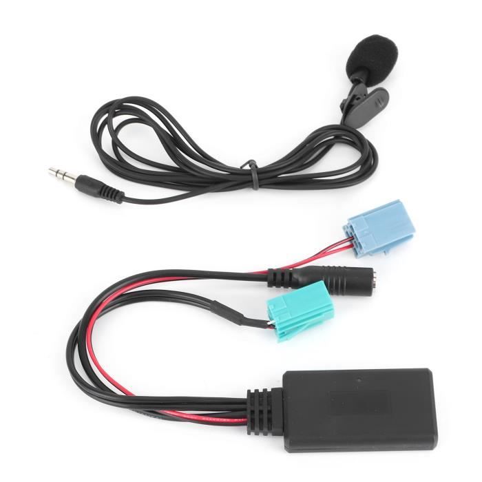 Câble Audio Bluetooth 6 Broches Adaptateur AUX-IN Stéréo de Voiture avec Microphone pour Renault Clio/Espace/Megane