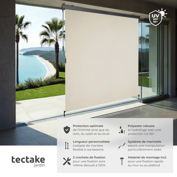 Brise-vue Rétractable TecTake 140x140 Cm – Pare-vent Et Pare-soleil En Polyester, Montage Facile