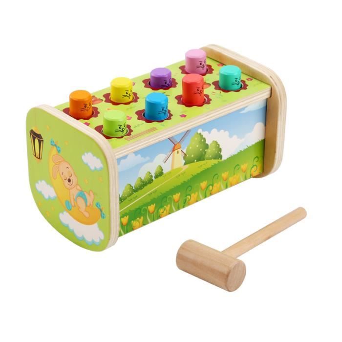 Jouet Banc De Marteau En Bois Multifonction - 6,89 X 3,94 Pouces - Piquets Colorés - Développe Motricité Fine Et Reconnaissance Des Couleurs - Dès 1 An - Cadeau éducatif