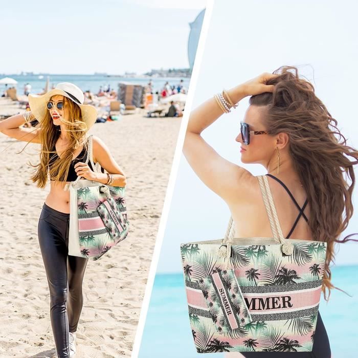 Sac De Plage Femme Grand Sacs Fourre Tout En Toile D t Sac De