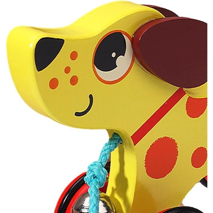 Jouet à Tirer Chien – Pousser-tirer Montessori – Roues Antidérapantes – Développement Motricité – Dès 1 An