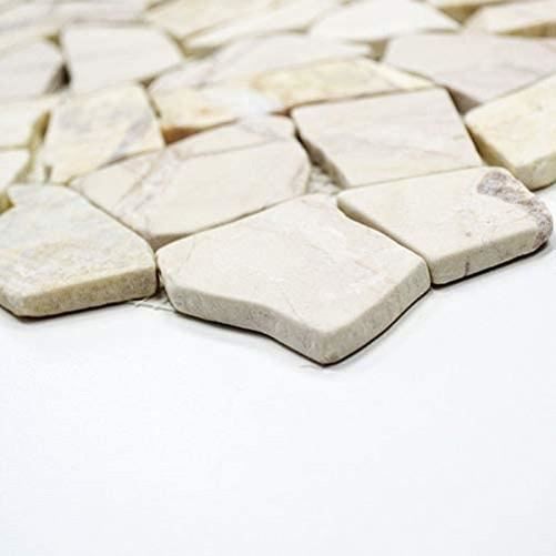 Mosaik Fliese Marmor Naturstein hellbeige elfenbein Bruch Polygonal Fl