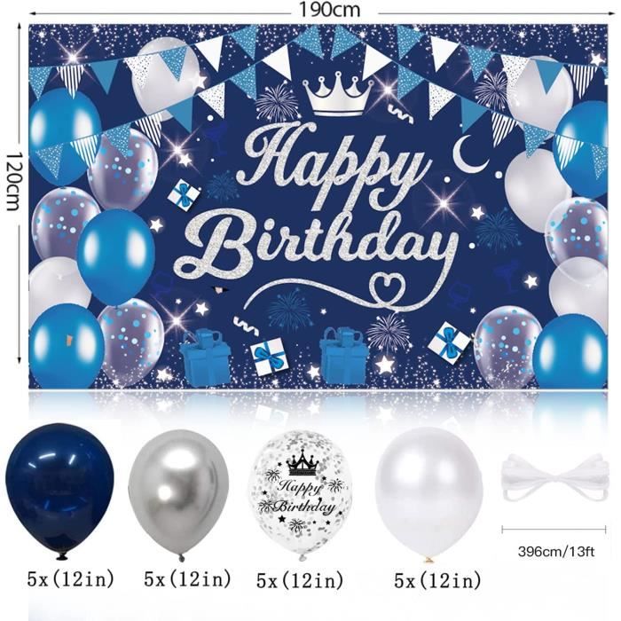 Bannière Anniversaire Koliphy 150x90cm - Décoration Fête En Tissu Résistant - Pour Intérieur Et Extérieur