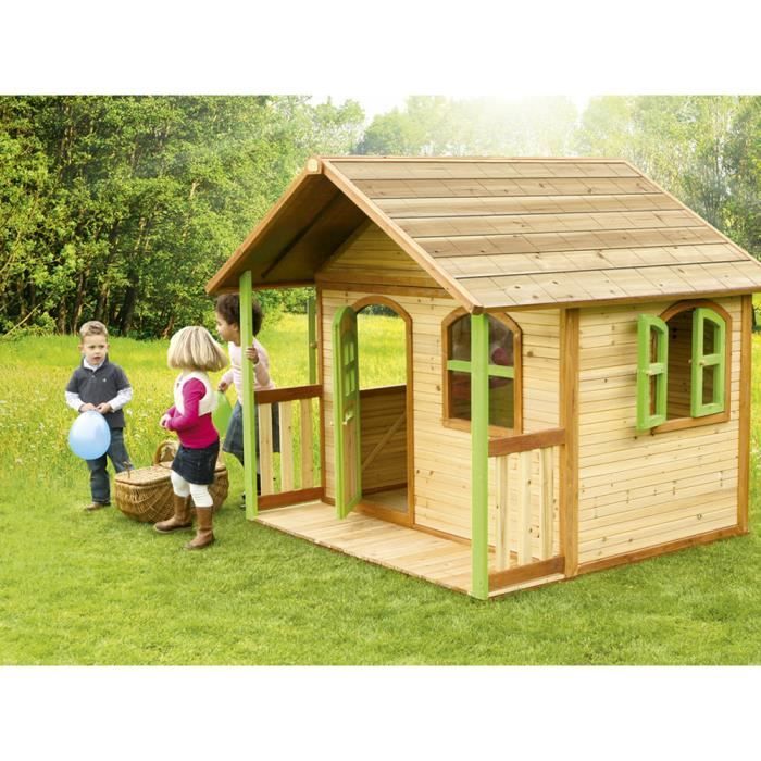 Axi Lisa Maison Enfant En Bois Fsc | Maison De Jeux Pour L'Extérieur / Jardin En Marron & Vert | Maisonnette / Cabane De Jeu Avec Des Fenêtres Et | Leroy Merlin