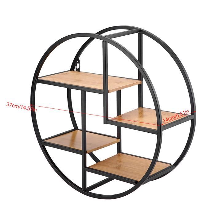 Keenso étagère murale ronde Style industriel bois fer artisanat rond ...