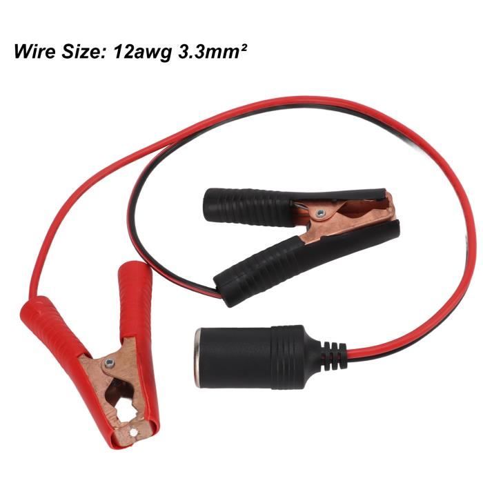 Adaptateur Pince Batterie Vers Allume-Cigare 12V/24V - Câble 16AWG 2m Avec Fusible 10A, Pour Compresseur Et Appareils Voiture