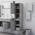 707[Modern Design] Haute Qualité Armoire de salle de bain, Armoire de Toilettes Colonne Rangement contemporain Gris béton 30x30x130-2