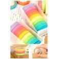 10 rouleaux de ruban adhésif de couleur Washi décoratif bricolage Ruban arc-en-couleur de sucrerie Adhésif Masking Tape pour les-2