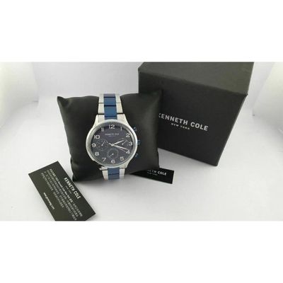 MONTRE HOMME KENNETH COLE New York Multifonction avec Date Resistance a L eau 30 M. KC15185003 Argent et bleu Achat vente montre Homme Adulte Bleu Acier Cdiscount