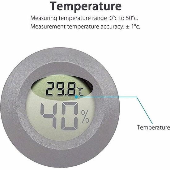 Mini hygromètre numérique rond Thermomètre Température Humidité
