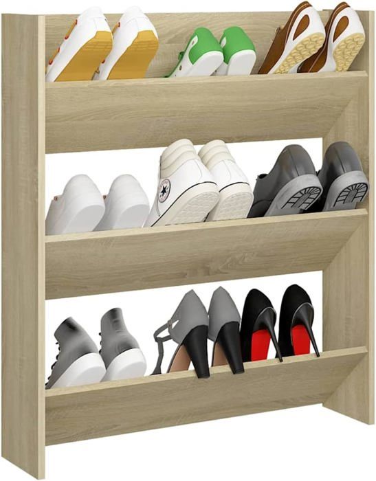 Armoire À Chaussures Murale Chêne Sonoma 80X18X90 Cm Aggloméré,Meuble