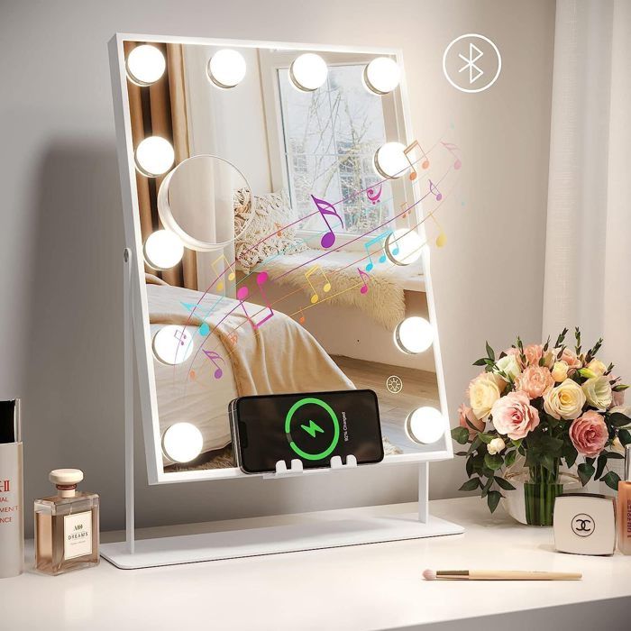 Miroir De Maquillage LED Majuro - 9 LED, écran Tactile, Inclinable - 36x30x7 Cm, 100-240V - Blanc - 5