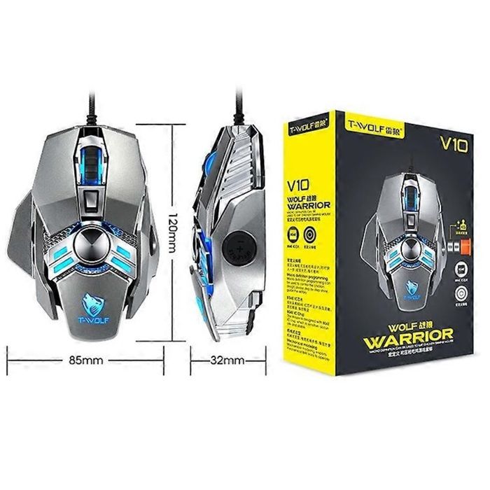 Souris filaire gaming T-WOLF V10 avec interface USB, 7 boutons, 6400 ...