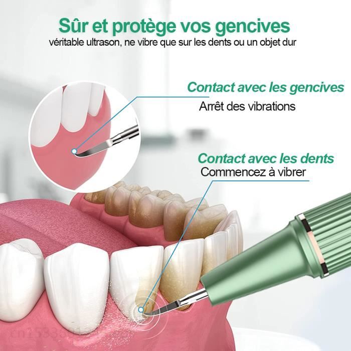 Détartreur dentaire AIHONTAI - Nettoyeur électrique de dents - Dissolvant  de tartre et plaque dentaire - Vert - Cdiscount Electroménager