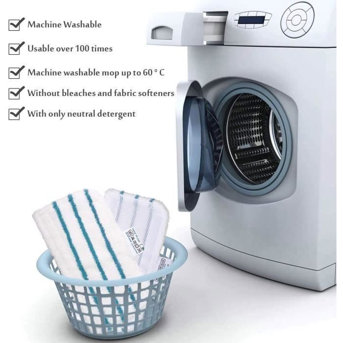 6 Lingettes Microfibre Réutilisables Pour Balai Vapeur Black+Decker - Alternative FSMP20