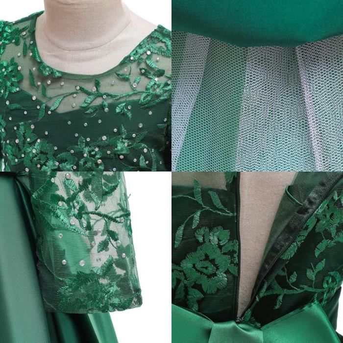 Robe De Princesse Fille Cérémonie Sans Manche Mi-longue Elegant Vert