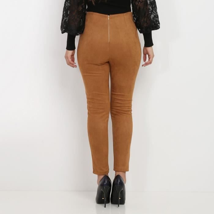 Pantalon taille shop haute marron