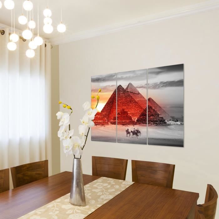 Runa Art Quadro Moderno Piramide Egizia 150x75 Cm – Tela Non Tessuta, Stampa, Marrone