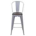2x tabouret de bar HWC-A73 avec siège en bois, chaise comptoir avec dossier, métal, design industriel ~ gris-3