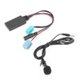 Câble Audio Bluetooth 6 Broches Adaptateur AUX-IN Stéréo de Voiture avec Microphone pour Renault Clio/Espace/Megane-3