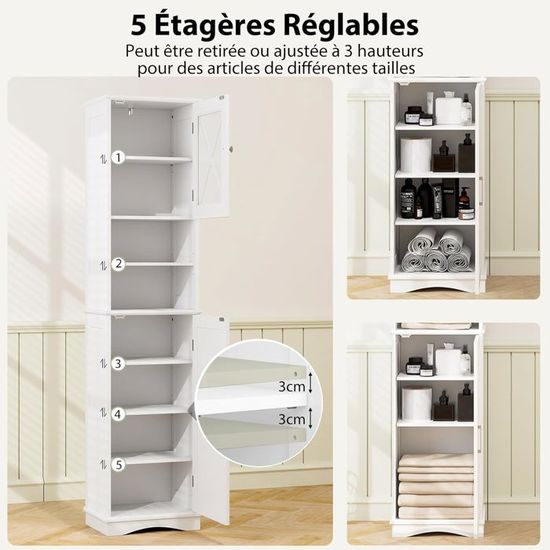 COSTWAY Armoire De Salle De Bain Avec Miroir Et 3 Portes 90x11x65